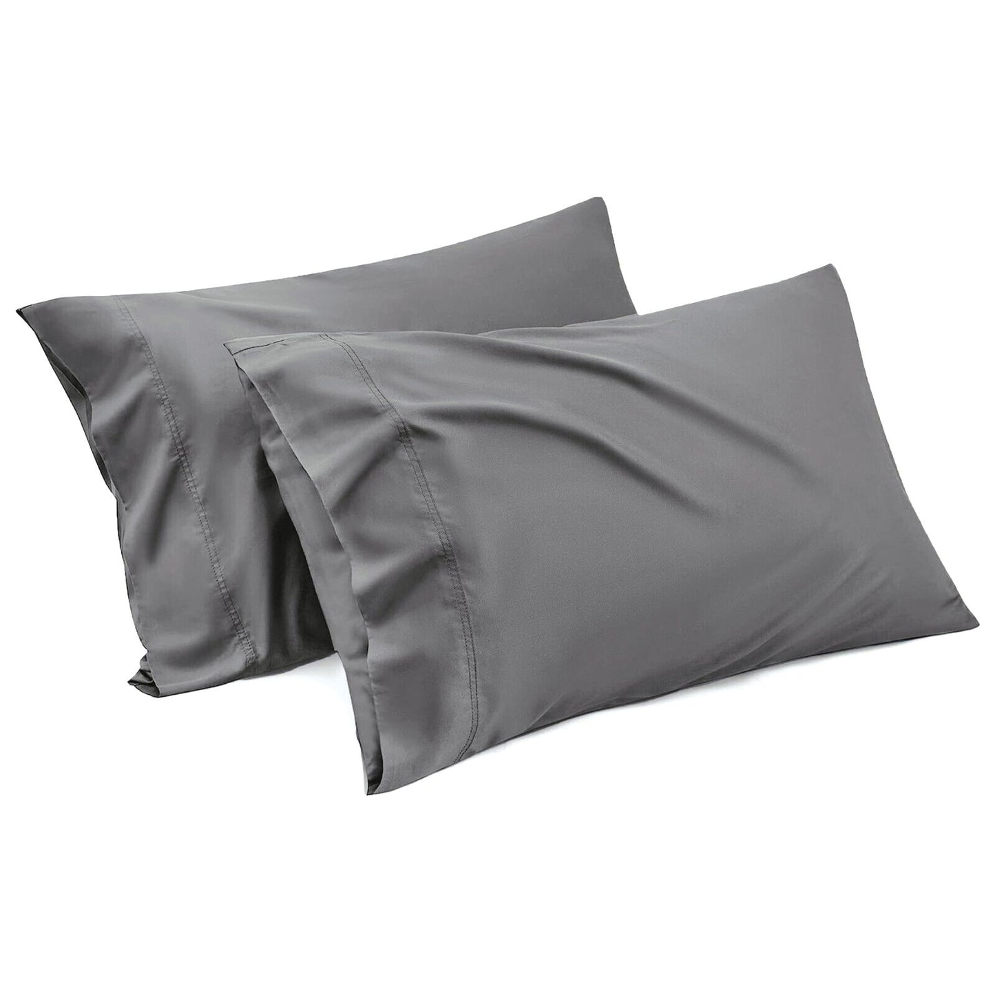1000TC Ultra Soft Microfiber Pillowcases,Pair of Standard Pillow Covers,(Grey, Standard Size, 48x74 cm) V1317-QS9-AUST-Z-HUI