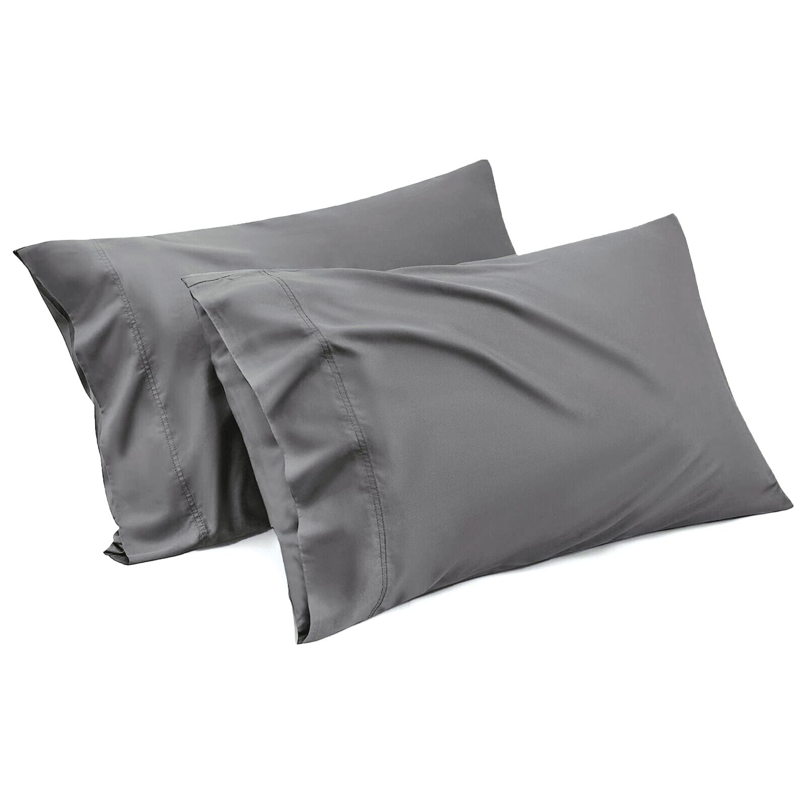1000TC Ultra Soft Microfiber Pillowcases,Pair of Standard Pillow Covers,(Grey, Standard Size, 48x74 cm) V1317-QS9-AUST-Z-HUI