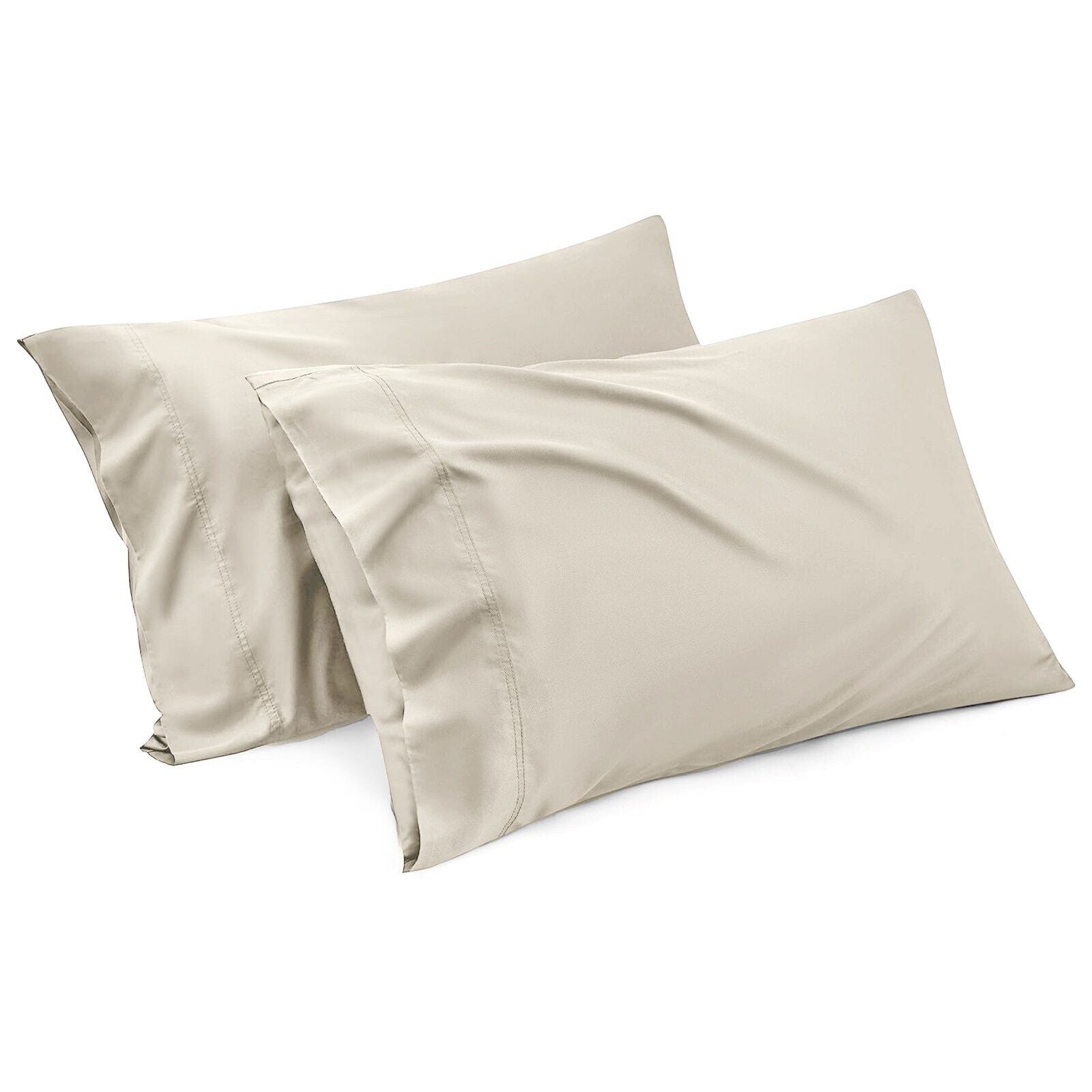 1000TC Ultra Soft Microfiber Pillowcases,Pair of Standard Pillow Covers,(cream, Standard Size, 48x74 cm) V1317-QS9-AUST-Z-NYB