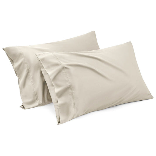 1000TC Ultra Soft Microfiber Pillowcases,Pair of Standard Pillow Covers,(cream, Standard Size, 48x74 cm) V1317-QS9-AUST-Z-NYB