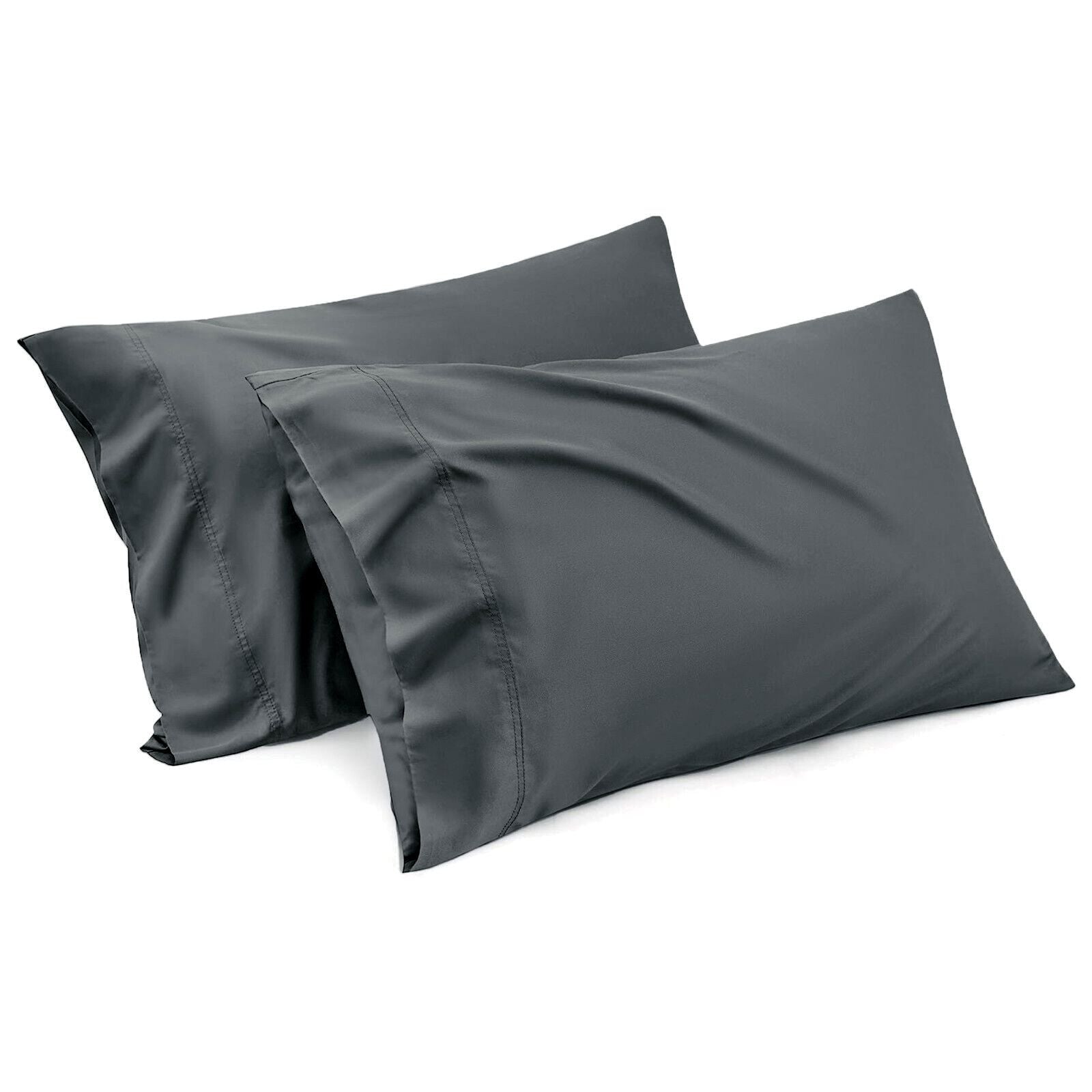 1000TC Ultra Soft Microfiber Pillowcases,Pair of Standard Pillow Covers,(Dark gray, Standard Size, 48x74 cm) V1317-QS9-AUST-Z-SH