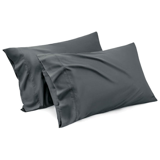 1000TC Ultra Soft Microfiber Pillowcases,Pair of Standard Pillow Covers,(Dark gray, Standard Size, 48x74 cm) V1317-QS9-AUST-Z-SH