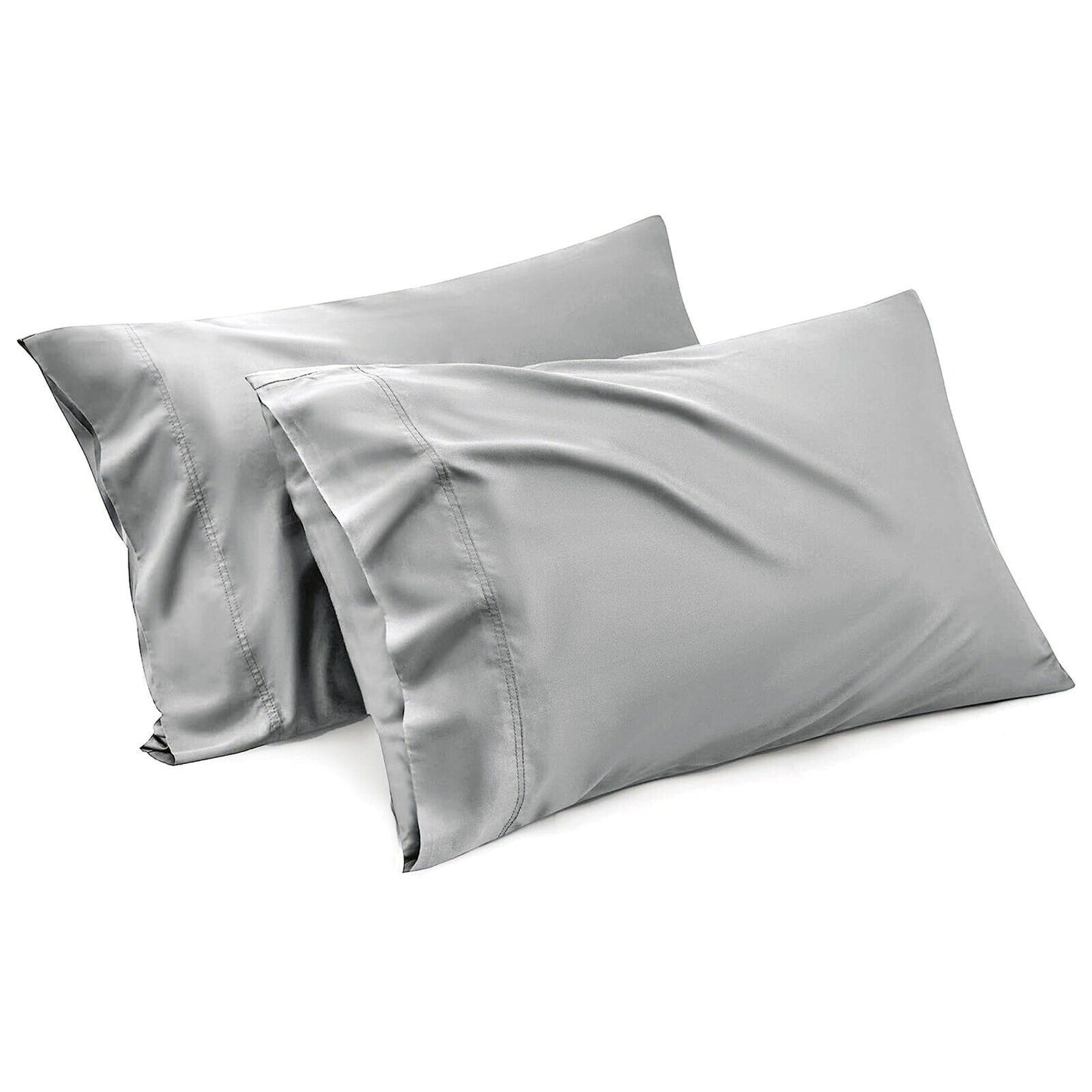 1000TC Ultra Soft Microfiber Pillowcases,Pair of Standard Pillow Covers,(Silver-gray, Standard Size, 48x74 cm) V1317-QS9-AUST-Z-YH