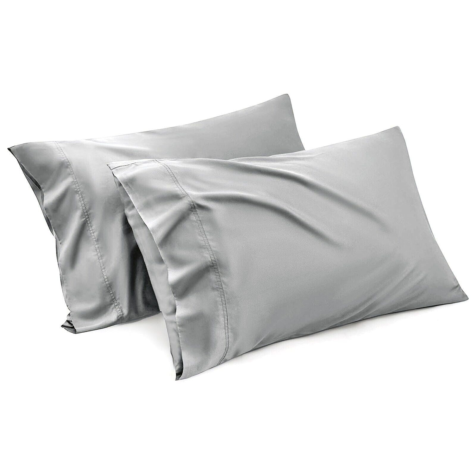1000TC Ultra Soft Microfiber Pillowcases,Pair of Standard Pillow Covers,(Silver-gray, Standard Size, 48x74 cm) V1317-QS9-AUST-Z-YH