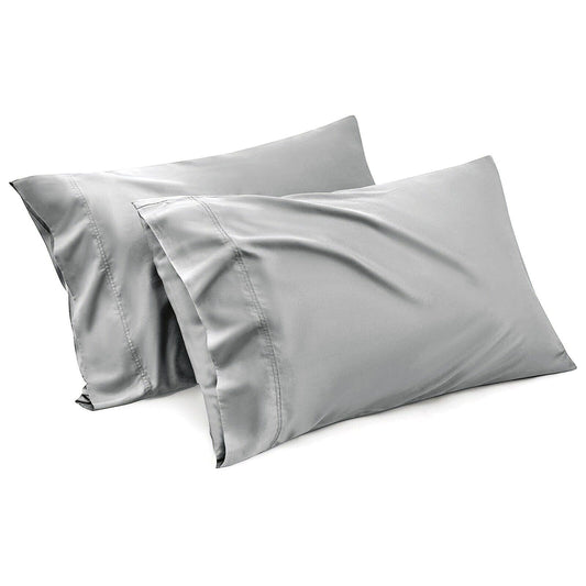 1000TC Ultra Soft Microfiber Pillowcases,Pair of Standard Pillow Covers,(Silver-gray, Standard Size, 48x74 cm) V1317-QS9-AUST-Z-YH