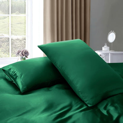 Satin Quilt cover Set Hotel 3 Pieces Quilt cover with Pillowcase, Art Silk Bedding Set-Luxury Soft Silky V1317-SD90-AUD-3JT-BZ-LV