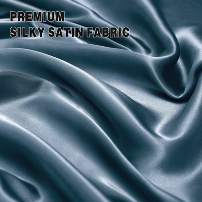 Satin Quilt cover Set Hotel 3 Pieces Quilt cover with Pillowcase, Art Silk Bedding Set-Luxury Soft Silky pillowcase for Hair and Skin, Similar to Silk Duvet/Donna Cover Set- 3 Pieces(Double,Navy)