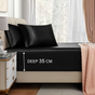 Satin Fitted Sheet Set Hotel 3 Pieces Fitted Sheet with Pillowcase, Art Silk Bedding Set-Luxury Soft Silky V1317-SD90-AUD-3JT-CL-HEI