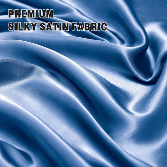 Art Silk Satin Sheet Set Hotel 4 Pieces Fitted/Flat Sheet Bedding Set-Luxury Soft Silky Sheets for Hair and V1317-SD90-AUD-4JT-HL