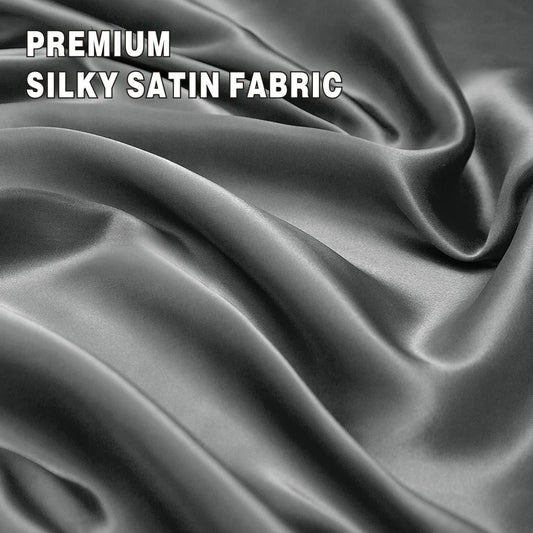 Art Silk Satin Sheet Set Hotel 4 Pieces Fitted/Flat Sheet Bedding Set-Luxury Soft Silky Sheets for Hair and V1317-SD90-AUD-4JT-HUI