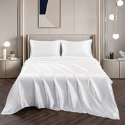 Art Silk Satin Sheet Set Hotel 3 Pieces Fitted/Flat Sheet Bedding Set-Luxury Soft Silky Sheets for Hair and V1317-SD90-AUKS-4JT-BAI