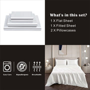 Art Silk Satin Sheet Set Hotel 3 Pieces Fitted/Flat Sheet Bedding Set-Luxury Soft Silky Sheets for Hair and V1317-SD90-AUKS-4JT-BAI