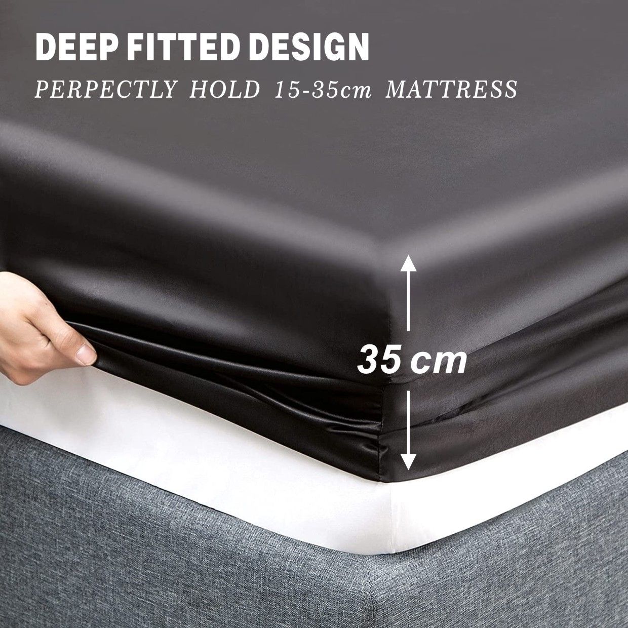 Art Silk Satin Sheet Set Hotel 3 Pieces Fitted/Flat Sheet Bedding Set-Luxury Soft Silky Sheets for Hair and V1317-SD90-AUKS-4JT-HEI