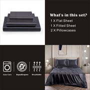 Art Silk Satin Sheet Set Hotel 3 Pieces Fitted/Flat Sheet Bedding Set-Luxury Soft Silky Sheets for Hair and V1317-SD90-AUKS-4JT-HEI