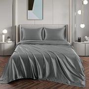 Art Silk Satin Sheet Set Hotel 3 Pieces Fitted/Flat Sheet Bedding Set-Luxury Soft Silky Sheets for Hair and V1317-SD90-AUKS-4JT-HUI