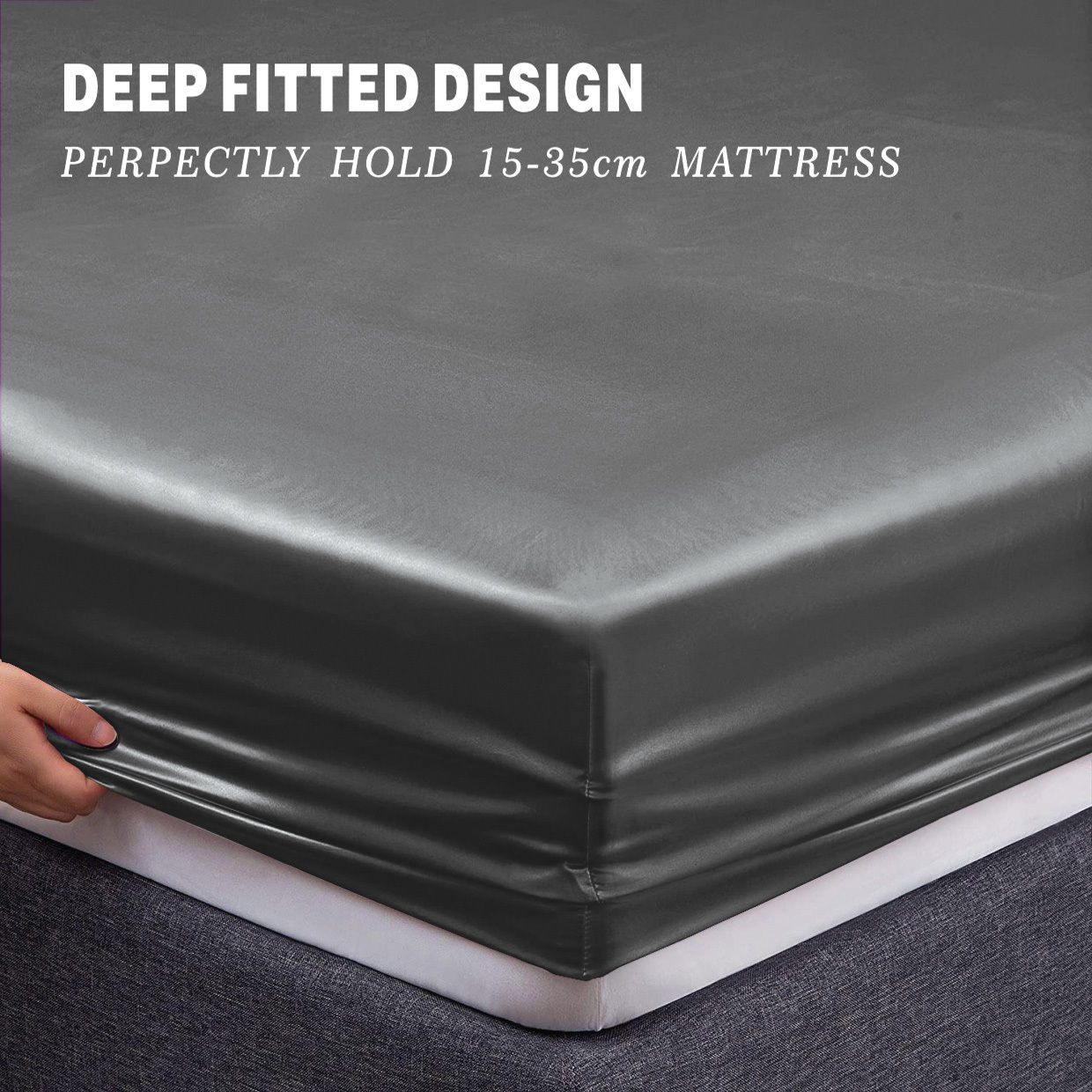 Art Silk Satin Sheet Set Hotel 3 Pieces Fitted/Flat Sheet Bedding Set-Luxury Soft Silky Sheets for Hair and V1317-SD90-AUKS-4JT-HUI
