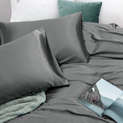 Art Silk Satin Sheet Set Hotel 3 Pieces Fitted/Flat Sheet Bedding Set-Luxury Soft Silky Sheets for Hair and V1317-SD90-AUKS-4JT-HUI