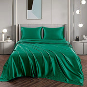 Art Silk Satin Sheet Set Hotel 3 Pieces Fitted/Flat Sheet Bedding Set-Luxury Soft Silky Sheets for Hair and V1317-SD90-AUKS-4JT-LV