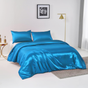 Satin Quilt cover Set Hotel 3 Pieces Quilt cover with Pillowcase, Art Silk Bedding Set-Luxury Soft Silky V1317-SD90-AUQ-3JT-BZ-HL