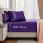 Satin Fitted Sheet Set Hotel 3 Pieces Fitted Sheet with Pillowcase, Art Silk Bedding Set-Luxury Soft Silky V1317-SD90-AUQ-3JT-CL-ZI