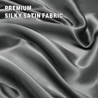Art Silk Satin Sheet Set Hotel 4 Pieces Fitted/Flat Sheet Bedding Set-Luxury Soft Silky Sheets for Hair and V1317-SD90-AUQ-4JT-HUI