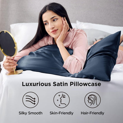 Silk Pillowcase for Hair and Skin Mulberry Silk Pillowcase Soft Breathable Smooth Both Sided Natural Silk V1317-SD90-AUST-NV