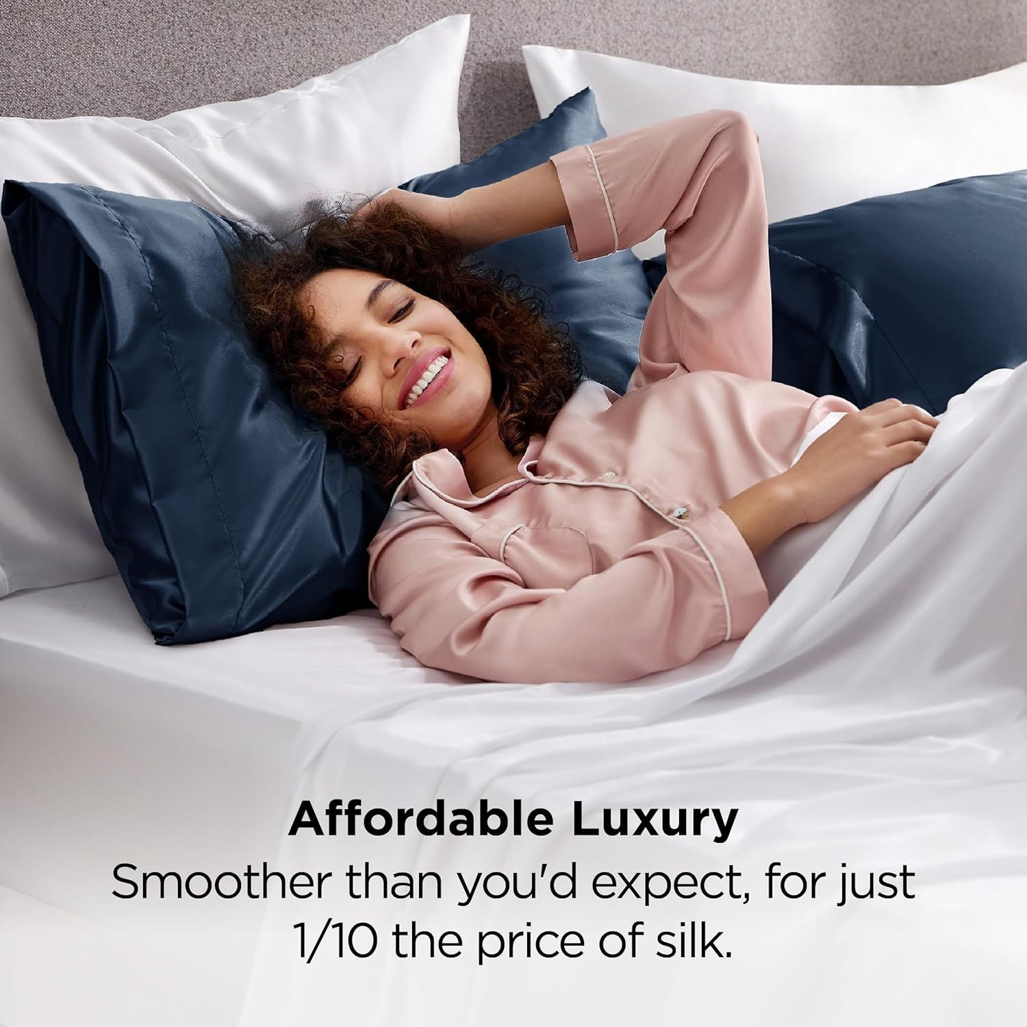Silk Pillowcase for Hair and Skin Mulberry Silk Pillowcase Soft Breathable Smooth Both Sided Natural Silk V1317-SD90-AUST-NV