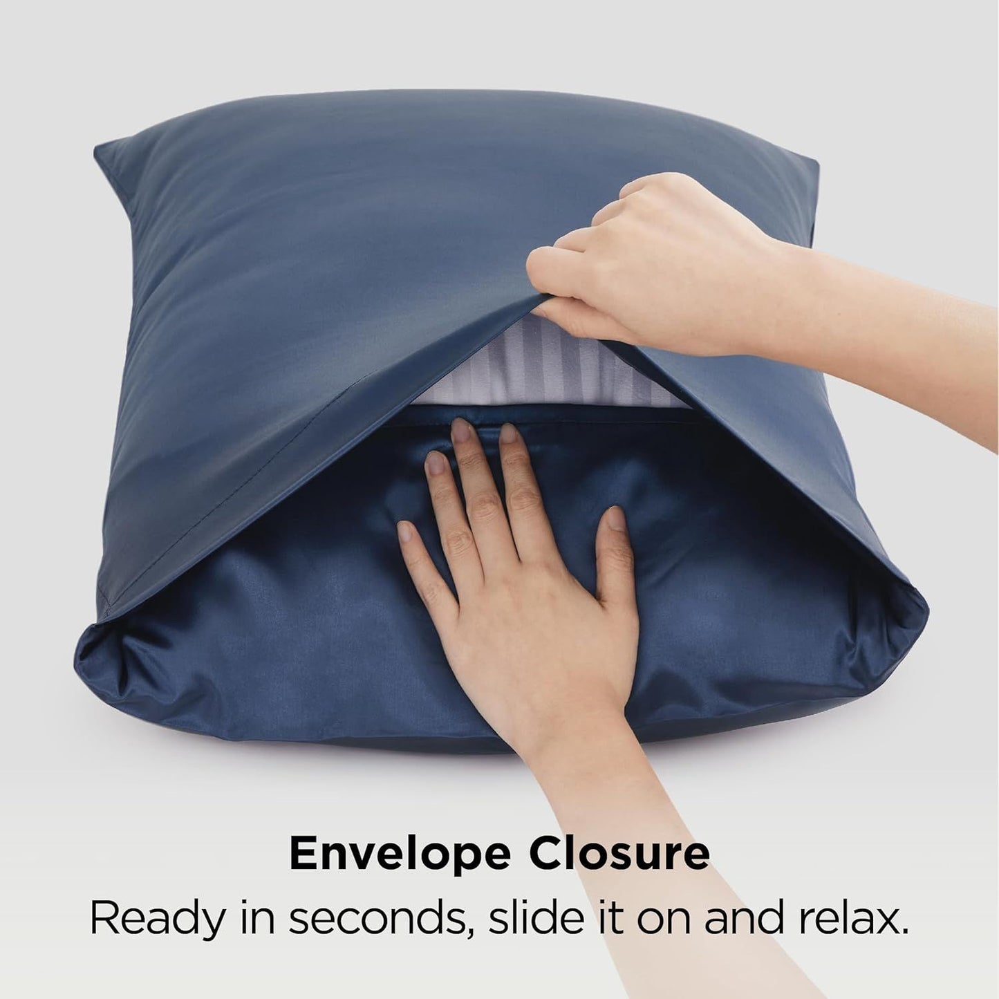 Silk Pillowcase for Hair and Skin Mulberry Silk Pillowcase Soft Breathable Smooth Both Sided Natural Silk V1317-SD90-AUST-NV