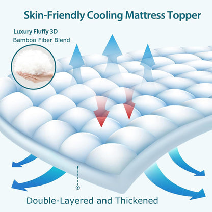 1000GSM Mattress Topper Viscose Derived from Bamboo, Thick Pillowtop Fitted Mattress Cover with 45cm Deep V1317-TOP-AUD-CL-BAI