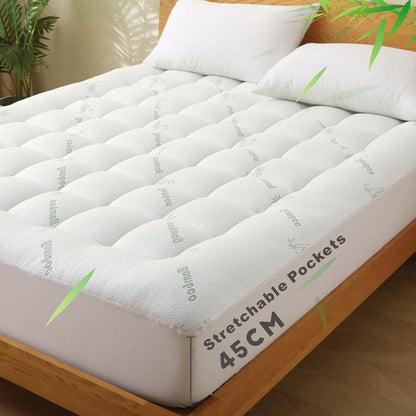 800GSM Mattress Topper Viscose Derived from Bamboo, Thick Pillowtop Fitted Mattress Cover with 45cm Deep V1317-TOP-AUD-CL-LV