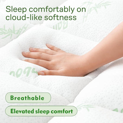 800GSM Mattress Topper Viscose Derived from Bamboo, Thick Pillowtop Fitted Mattress Cover with 45cm Deep V1317-TOP-AUD-CL-LV