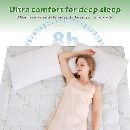 800GSM Mattress Topper Viscose Derived from Bamboo, Thick Pillowtop Fitted Mattress Cover with 45cm Deep V1317-TOP-AUD-CL-LV