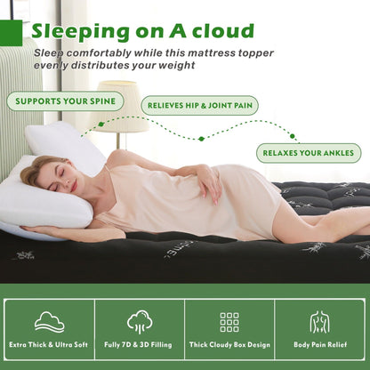 800GSM Mattress Topper Viscose Derived from Bamboo, Thick Pillowtop Fitted Mattress Cover with 45cm Deep V1317-TOP-AUK-CL-HEI