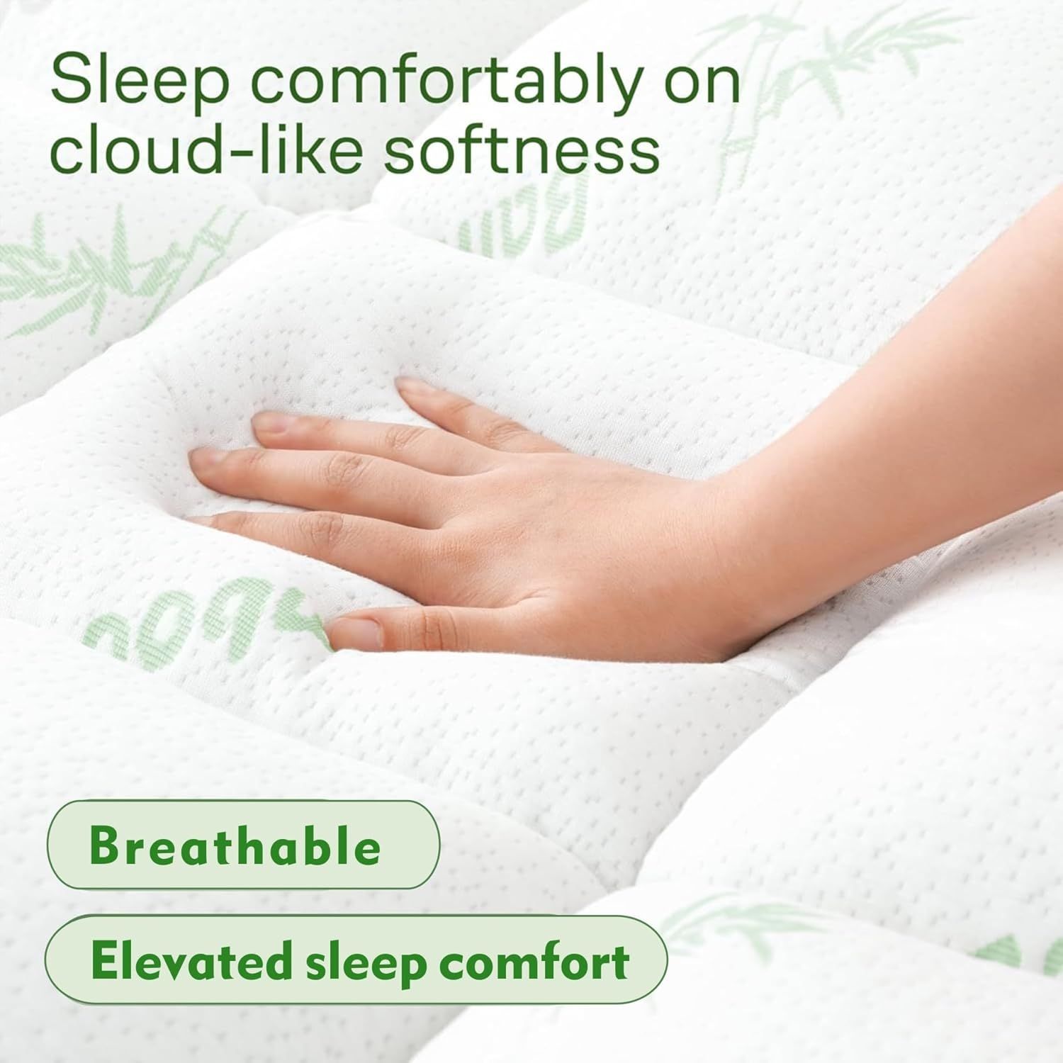 800GSM Mattress Topper Viscose Derived from Bamboo, Thick Pillowtop Fitted Mattress Cover with 45cm Deep V1317-TOP-AUK-CL-LV