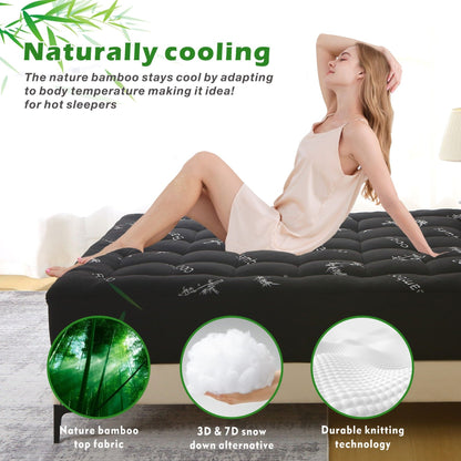 800GSM Mattress Topper Viscose Derived from Bamboo, Thick Pillowtop Fitted Mattress Cover with 45cm Deep V1317-TOP-AUQ-CL-HEI