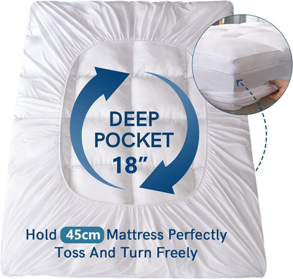 800GSM Mattress Topper Viscose Derived from Bamboo, Thick Pillowtop Fitted Mattress Cover with 45cm Deep V1317-TOP-AUQ-CL-HEI