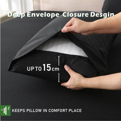3 Piece Hotel Bamboo Cooling Fitted Sheet Set & Pillowcase -Ultra Soft 2000TC Breathable Fitted Bed Sheets V1317-ZXW9-AUD-3JT-CL-HEI