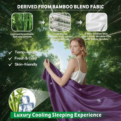 4 Piece Hotel Bamboo Cooling Sheet Set -Ultra Soft 2000TC Breathable Bed Sheets Set with 37 Centimetre Deep V1317-ZXW9-AUD-4JT-ZI