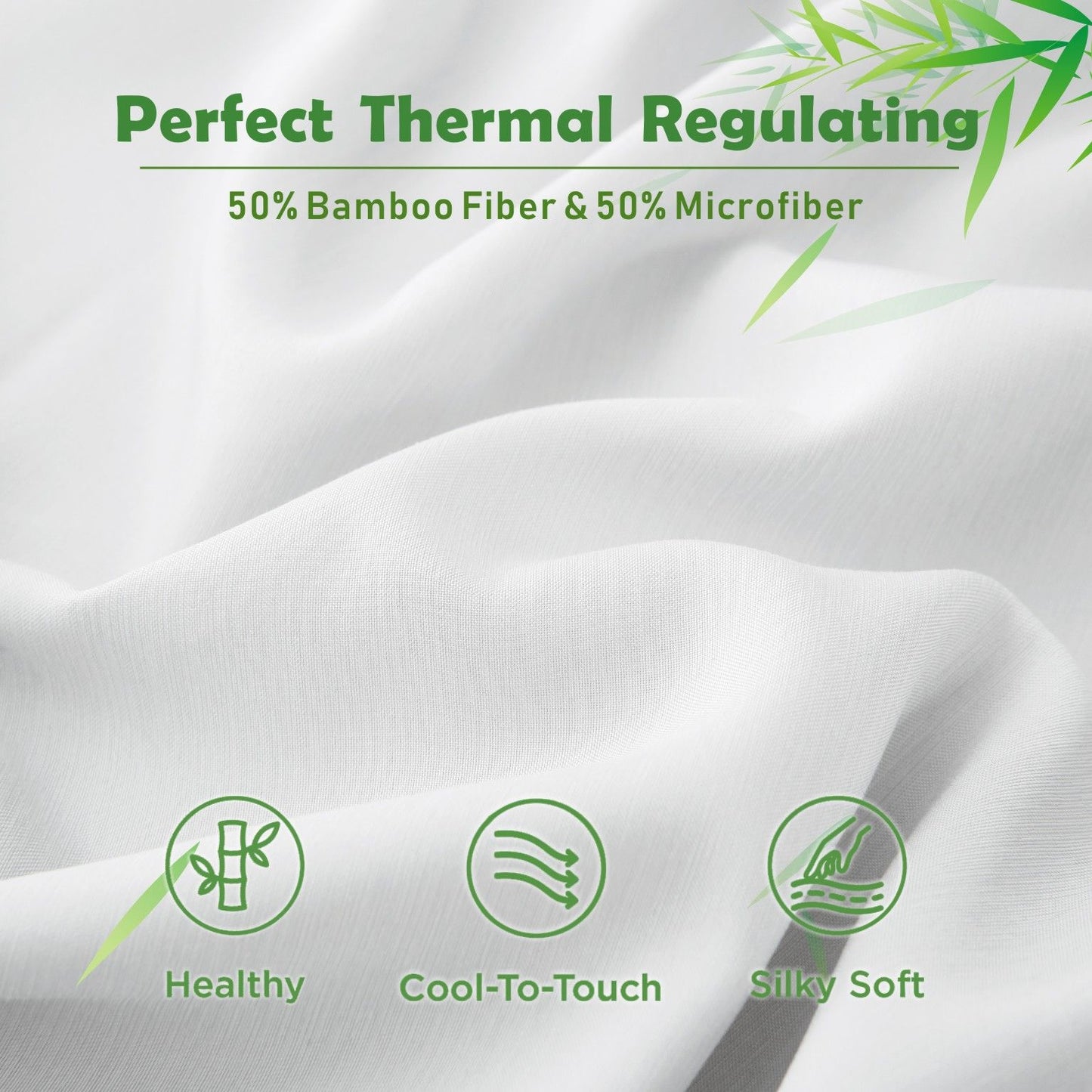 3 Piece Hotel Bamboo Cooling Fitted Sheet Set & Pillowcase -Ultra Soft 2000TC Breathable Fitted Bed Sheets V1317-ZXW9-AUK-3JT-CL-BAI