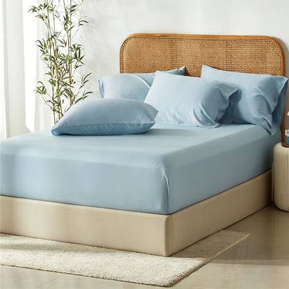 3 Piece Hotel Bamboo Cooling Fitted Sheet Set & Pillowcase -Ultra Soft 2000TC Breathable Fitted Bed Sheets V1317-ZXW9-AUK-3JT-CL-QL