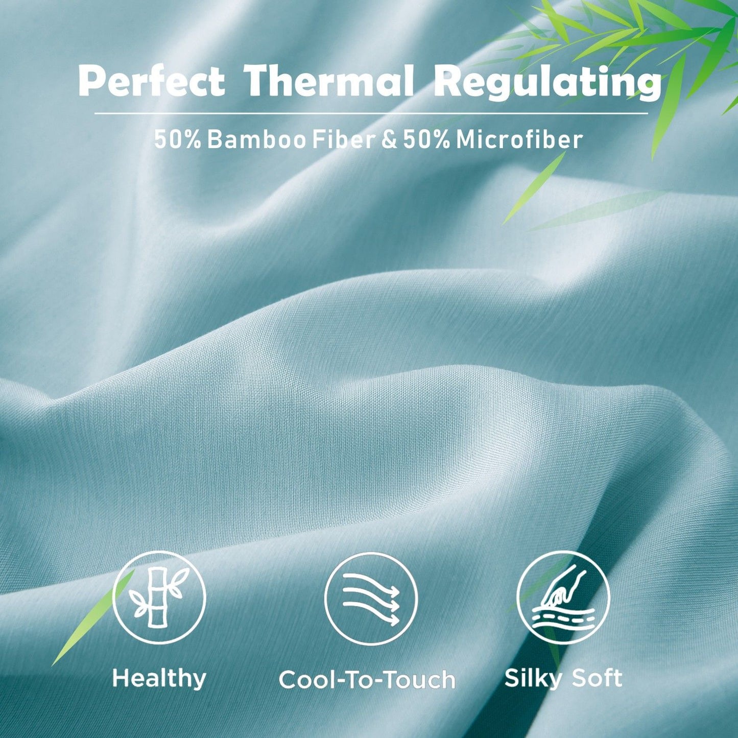 3 Piece Hotel Bamboo Cooling Fitted Sheet Set & Pillowcase -Ultra Soft 2000TC Breathable Fitted Bed Sheets V1317-ZXW9-AUK-3JT-CL-QL