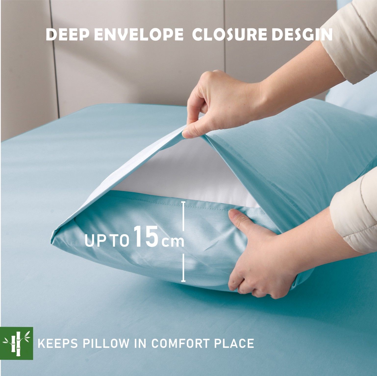 3 Piece Hotel Bamboo Cooling Fitted Sheet Set & Pillowcase -Ultra Soft 2000TC Breathable Fitted Bed Sheets V1317-ZXW9-AUK-3JT-CL-QL