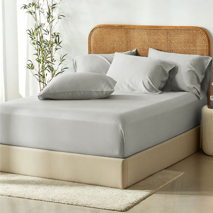 3 Piece Hotel Bamboo Cooling Fitted Sheet Set & Pillowcase -Ultra Soft 2000TC Breathable Fitted Bed Sheets V1317-ZXW9-AUK-3JT-CL-YH