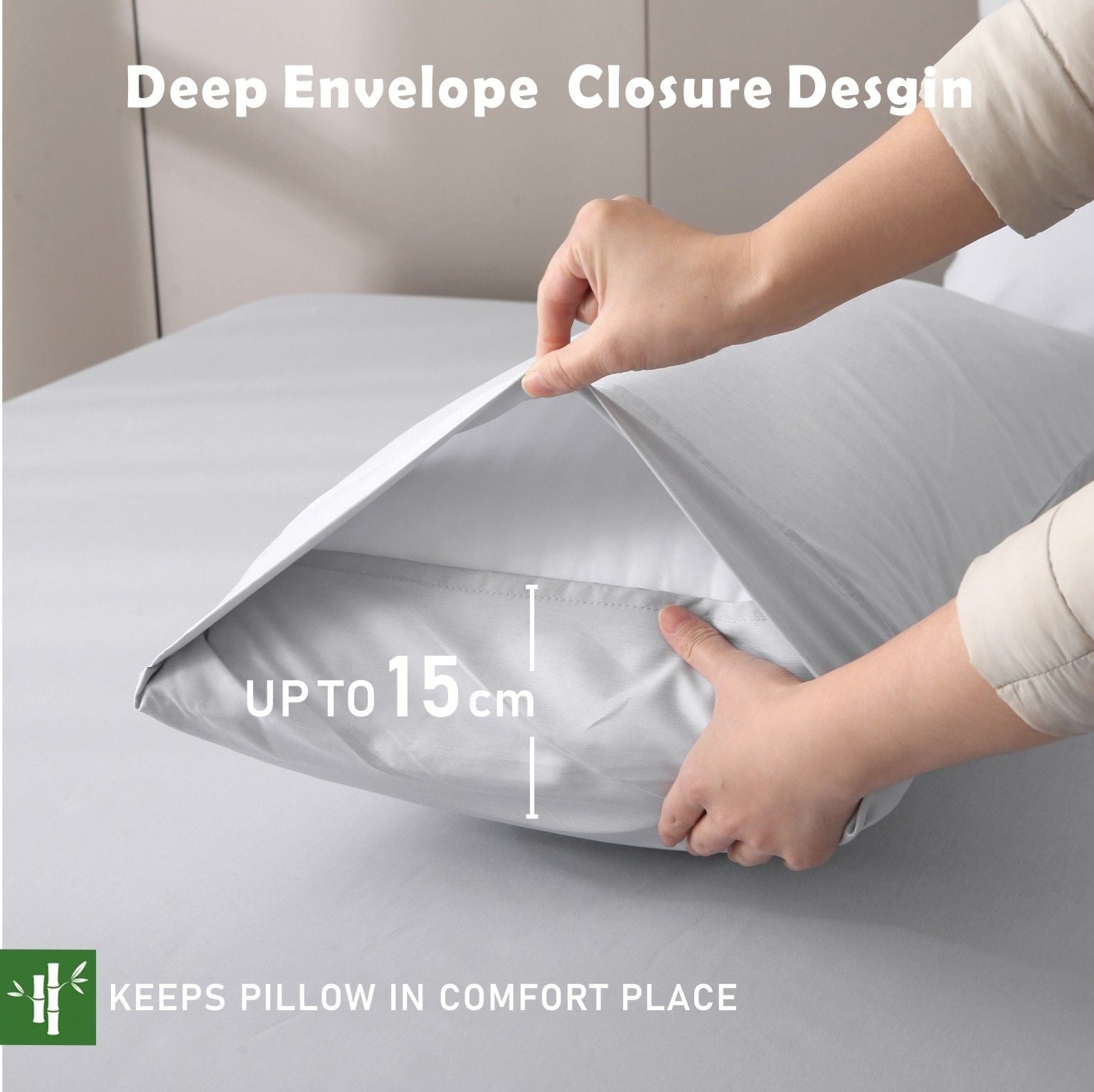 3 Piece Hotel Bamboo Cooling Fitted Sheet Set & Pillowcase -Ultra Soft 2000TC Breathable Fitted Bed Sheets V1317-ZXW9-AUK-3JT-CL-YH