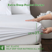 2 Piece Hotel Bamboo Cooling Fitted Sheet Set & Pillowcase -Ultra Soft 2000TC Breathable Fitted Bed Sheets V1317-ZXW9-AUKS-3JT-CL-BAI