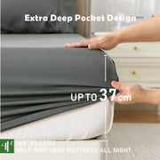 2 Piece Hotel Bamboo Cooling Fitted Sheet Set & Pillowcase -Ultra Soft 2000TC Breathable Fitted Bed Sheets V1317-ZXW9-AUKS-3JT-CL-HUI