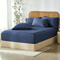 2 Piece Hotel Bamboo Cooling Fitted Sheet Set & Pillowcase -Ultra Soft 2000TC Breathable Fitted Bed Sheets V1317-ZXW9-AUKS-3JT-CL-NV