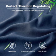 2 Piece Hotel Bamboo Cooling Fitted Sheet Set & Pillowcase -Ultra Soft 2000TC Breathable Fitted Bed Sheets V1317-ZXW9-AUKS-3JT-CL-NV