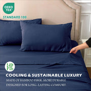 3 Piece Hotel Bamboo Cooling Sheet Set -Ultra Soft 2000TC Breathable Bed Sheets Set with 37 Centimetre Deep V1317-ZXW9-AUKS-4JT-NV