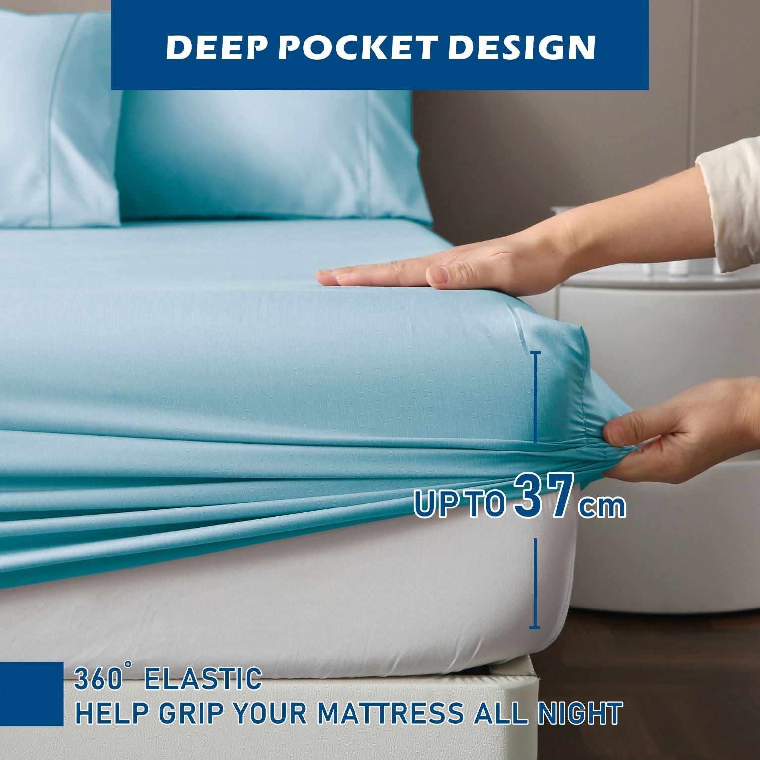 3 Piece Hotel Bamboo Cooling Sheet Set -Ultra Soft 2000TC Breathable Bed Sheets Set with 37 Centimetre Deep V1317-ZXW9-AUKS-4JT-QL